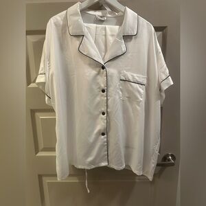 Women's White Satin Sleep Shirt and Pants